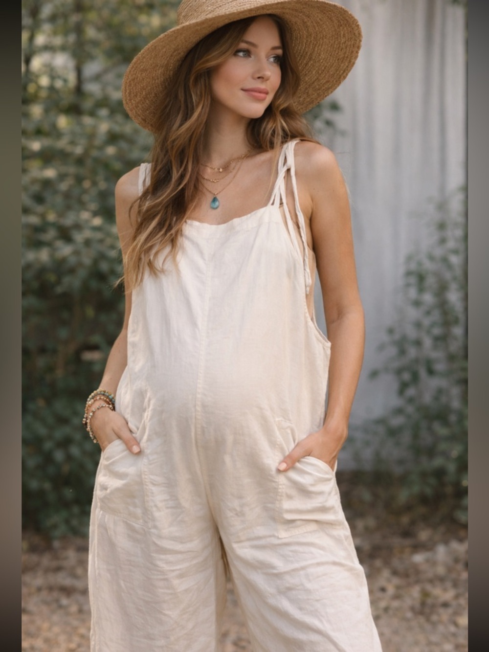 Hatch Cream Tie-Shoulder maternity Jumpsuit Size 0 38383